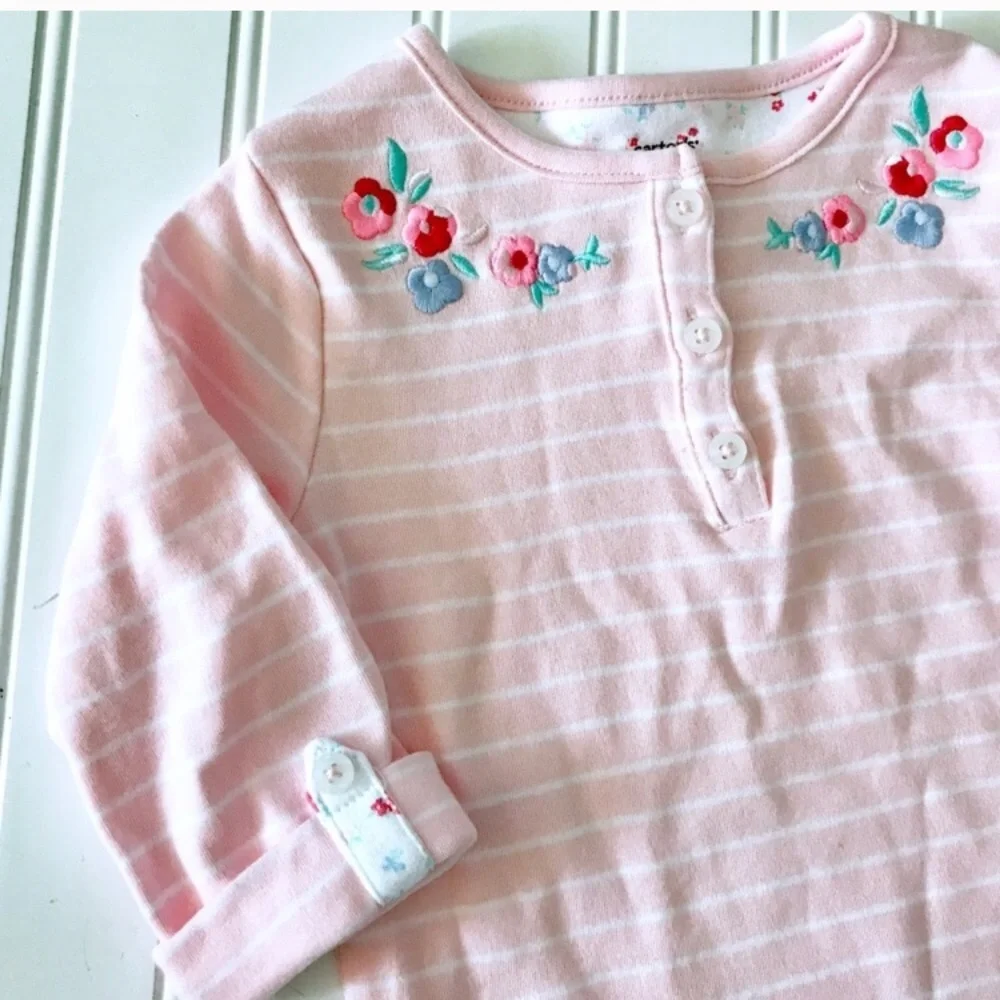 •Carters• floral striped onesie